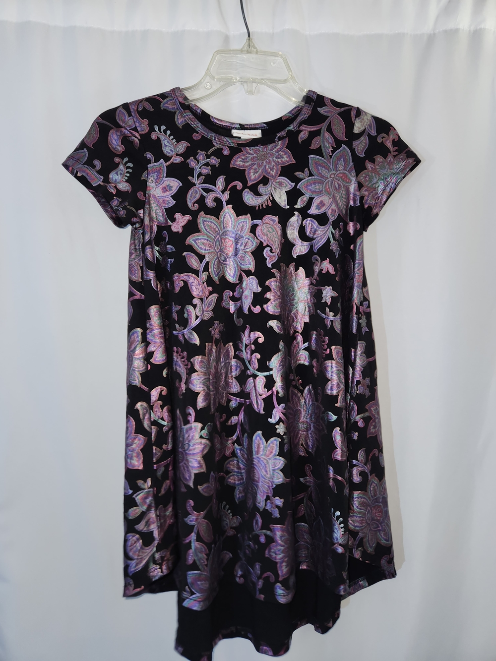 LuLaRoe Black Dress w/ Iridescent Lavender Floral Trim #whimsical #wedding #chic